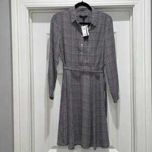 Plaid look dress color purple white and black